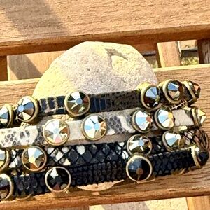 Heat Leather & Crystal Rockstar Cuff Bracelet
